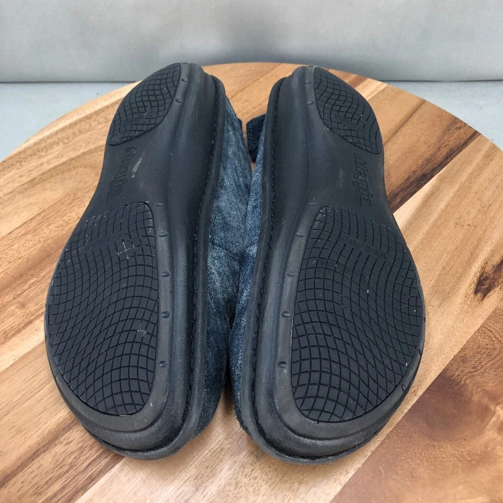 Alegria Schuster Mens Navy Blue Suede Slip On Comfort Loafers Shoes Size 44 / 10